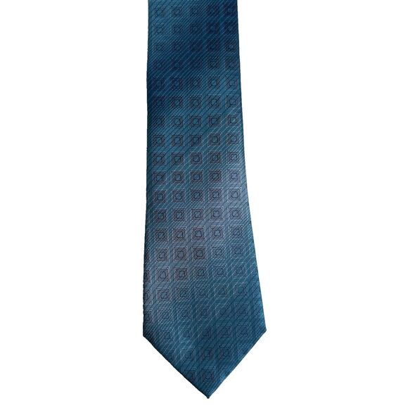 MARC ANTHONY GEOMETRIC TURQUOISE OMBRE MEN'S TIE 100% SILK - Picture 1 of 6